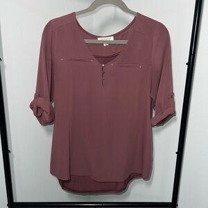 Tempted Mauve Button-Detail Blouse